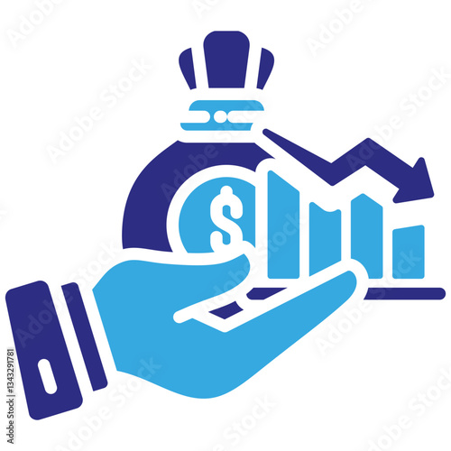 Low Income icon in Glyph Dual Color Style. Simple Vector Design. Simple Vector Glyph Icon