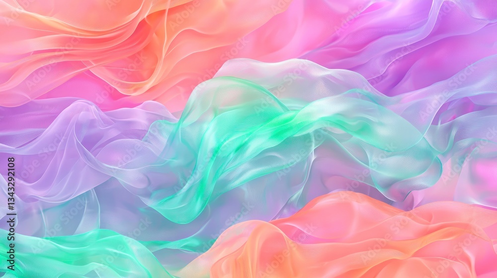 Pastel Rainbow Fabric Texture Soft Flowing Sheer Drape Background Pastel Rainbow Fabric Texture Soft Flowing Sheer Drape Background