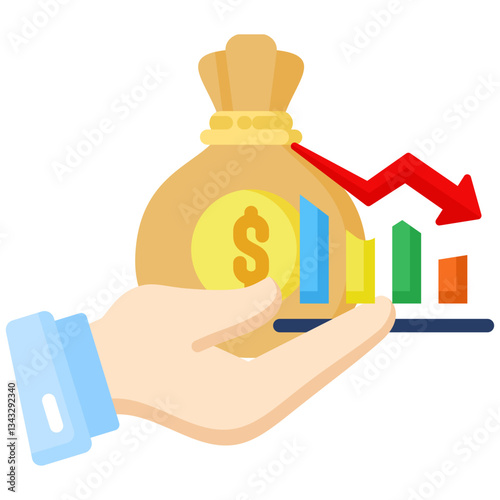 Low Income icon in Flat Color Style. Simple Vector Design. Simple Vector Flat Icon