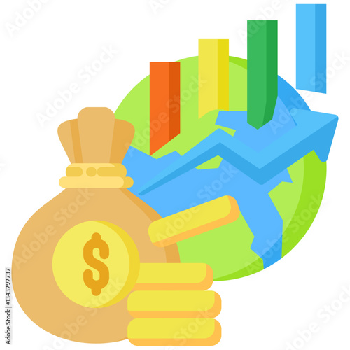 Economy icon in Flat Color Style. Simple Vector Design. Simple Vector Flat Icon