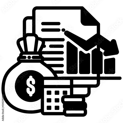 Budget Deficit icon in Mix Filled Style. Simple Vector Design. Simple Vector Outline Filled Icon