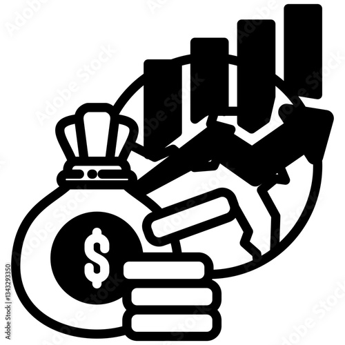 Economy icon in Mix Filled Style. Simple Vector Design. Simple Vector Outline Filled Icon