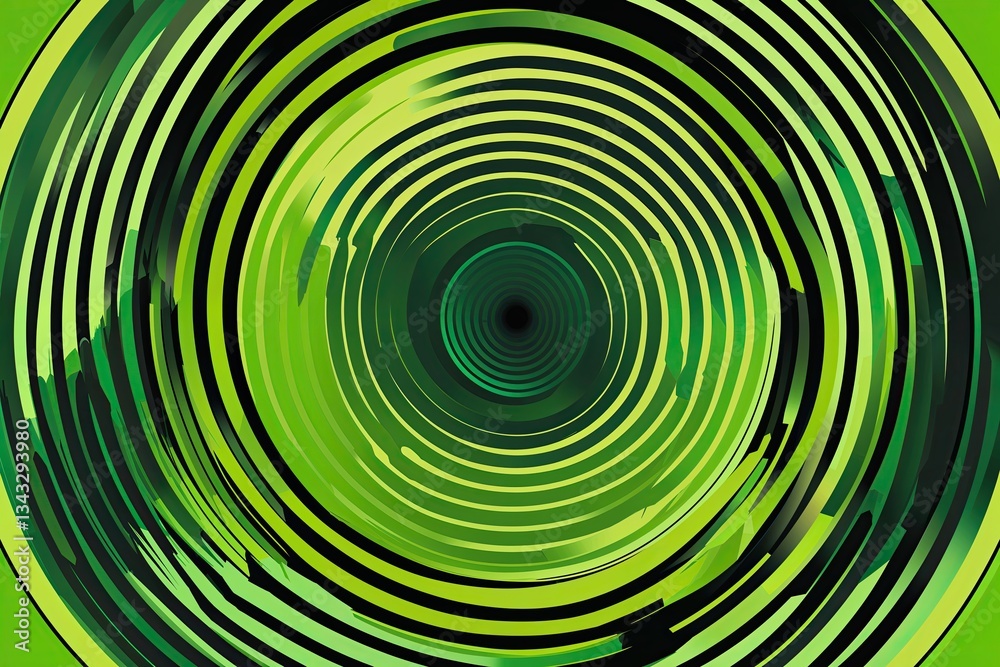 Fototapeta premium Green Concentric Halftone Texture with Pop Art Dynamic Circular Gradient