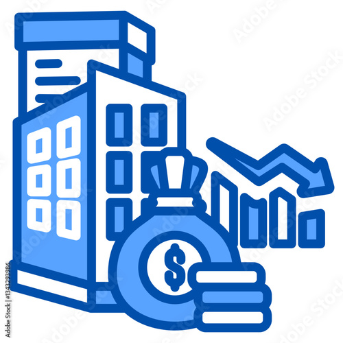 Bankruptcy icon in Blue Color Style. Simple Vector Design. Simple Vector Flat Icon