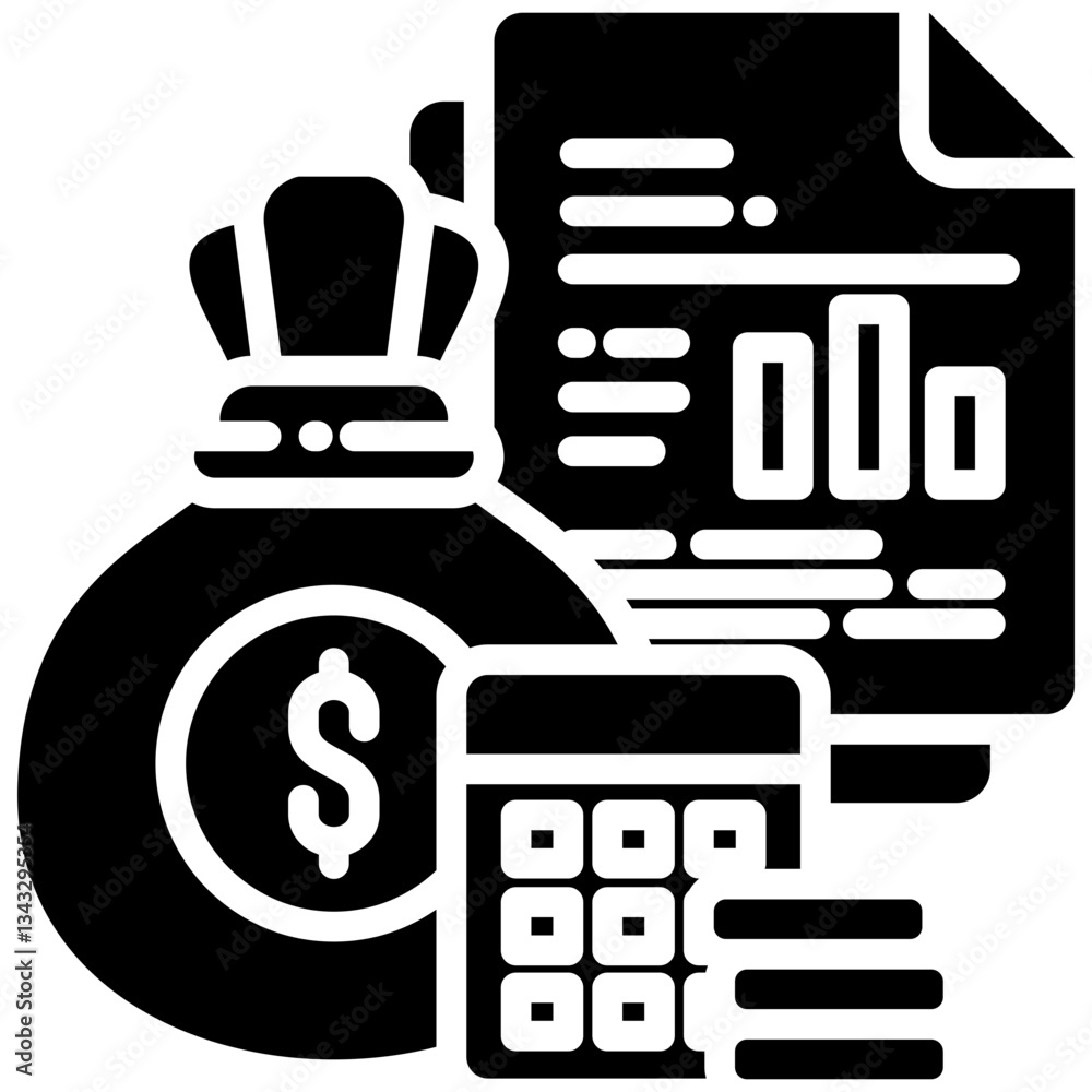 Accounting icon in Glyph Style. Simple Vector Design. Simple Vector Glyph Icon Accounting icon in Glyph Style. Simple Vector Design. Simple Vector Glyph Icon