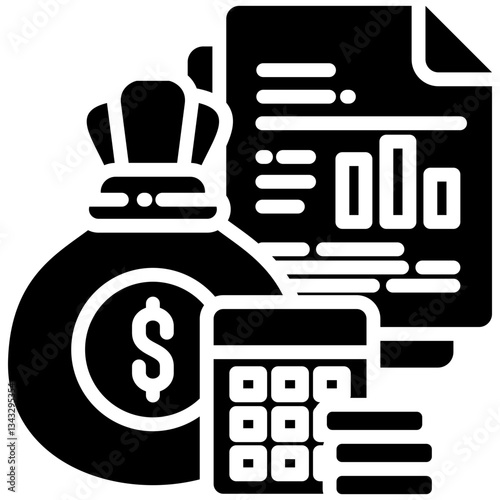 Accounting icon in Glyph Style. Simple Vector Design. Simple Vector Glyph Icon