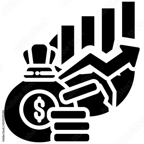 Economy icon in Glyph Style. Simple Vector Design. Simple Vector Glyph Icon