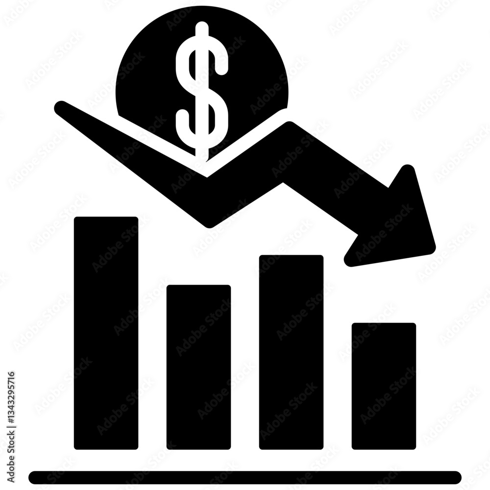 Recession icon in Glyph Style. Simple Vector Design. Simple Vector Glyph Icon Recession icon in Glyph Style. Simple Vector Design. Simple Vector Glyph Icon