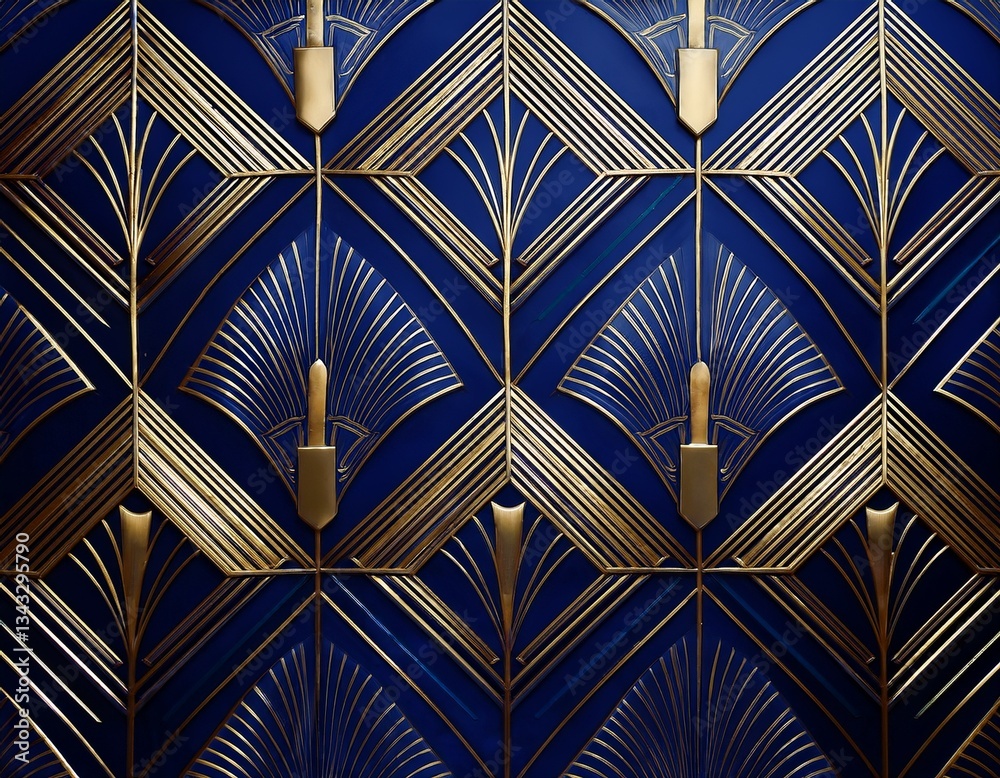 rich sapphire blue with golden geometric patterns art deco inspiration metallic shimmer high end and sophisticated ambiance rich sapphire blue with golden geometric patterns art deco inspiration metallic shimmer high end and sophisticated ambiance