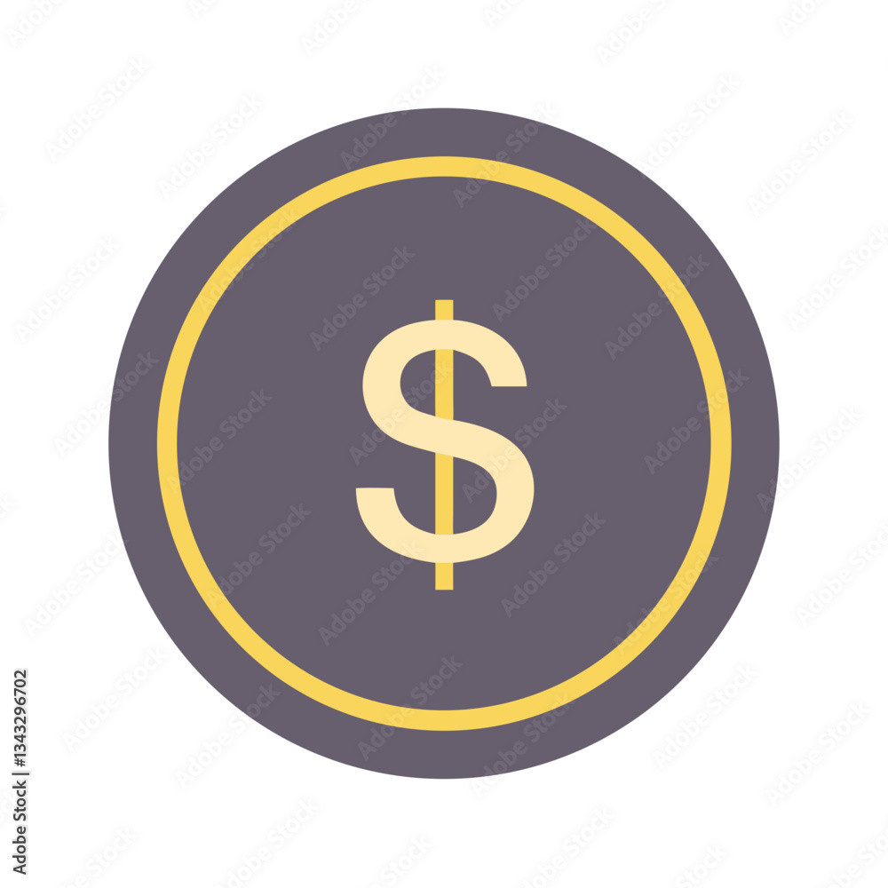 Dollar sign icon in dark gray and yellow Dollar sign icon in dark gray and yellow