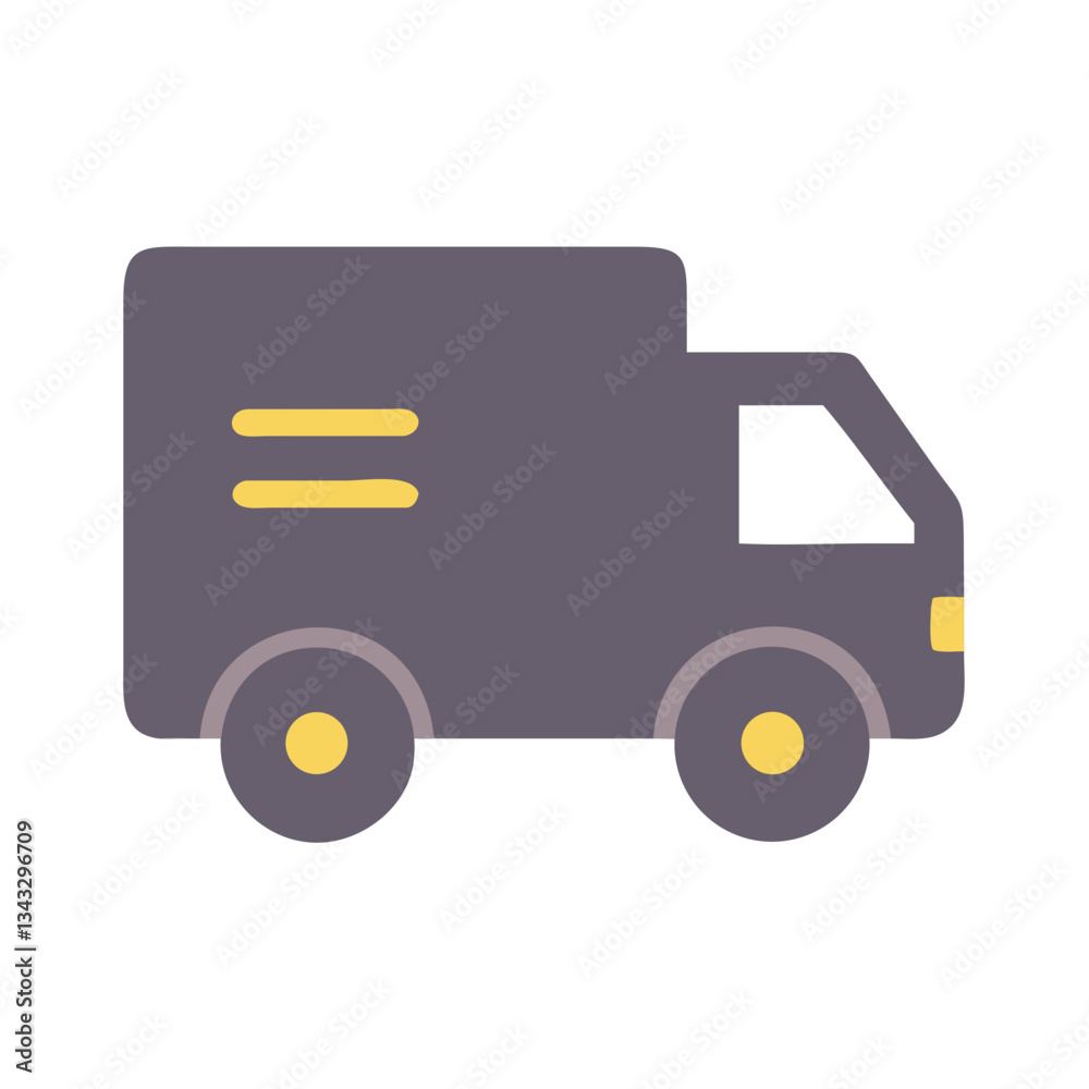Logistics truck for delivery in dark gray and yellow