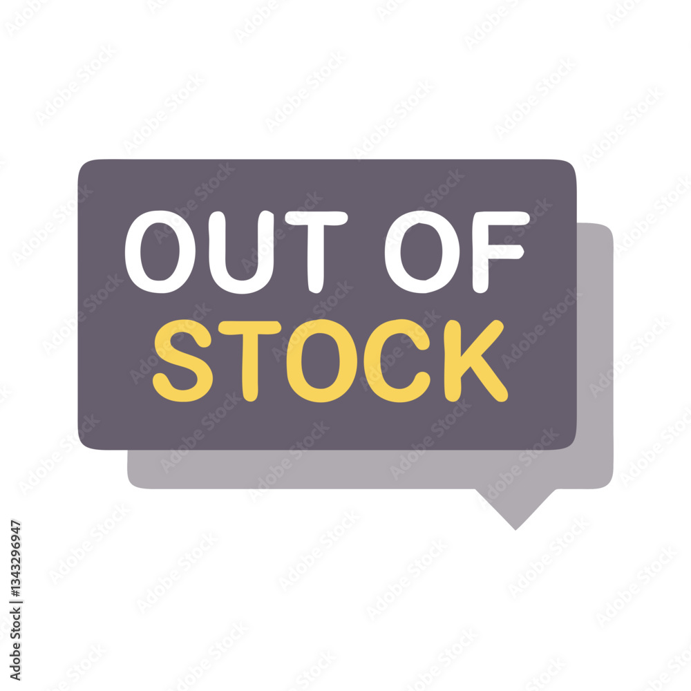 Out of stock notification icon in dark gray and yellow Out of stock notification icon in dark gray and yellow
