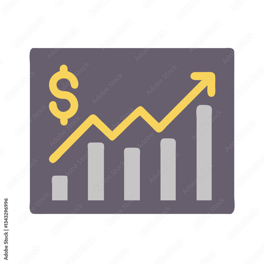 Business growth graph icon in dark gray and yellow Business growth graph icon in dark gray and yellow
