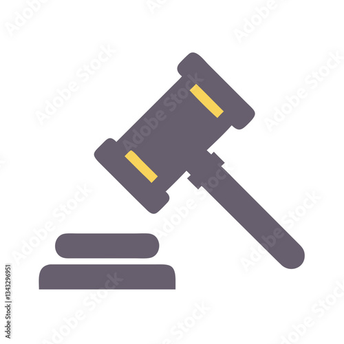 Dark gray and yellow gavel icon for auction or legal use