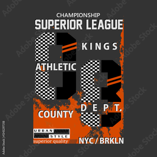 superior league athletic number 93 kings nyc sports theme typography