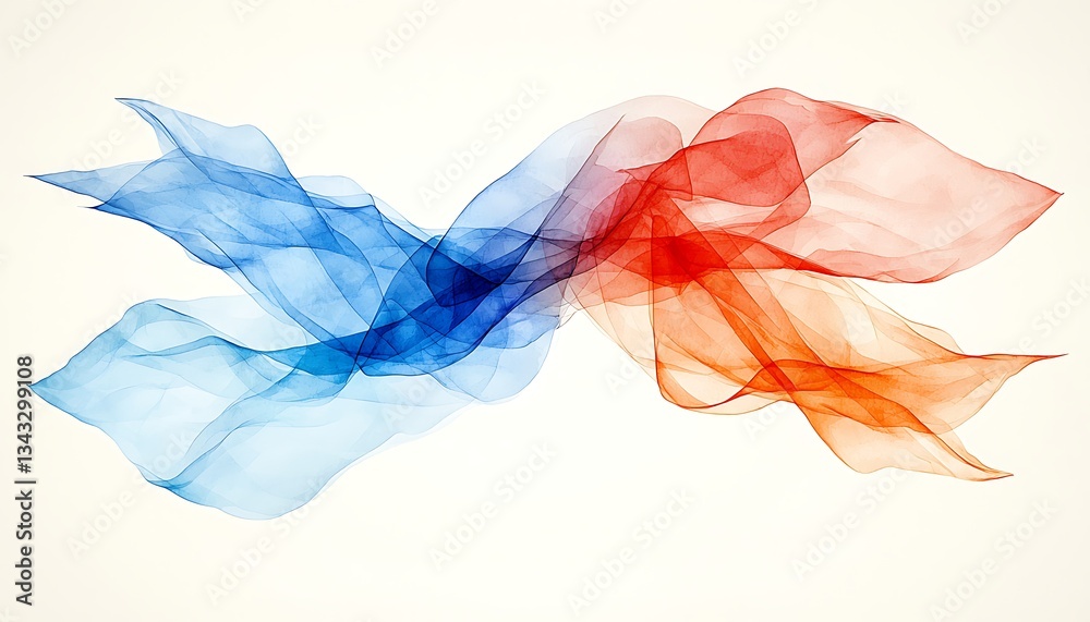 Fototapeta premium Abstract Flowing Red Blue Silk Swirls.