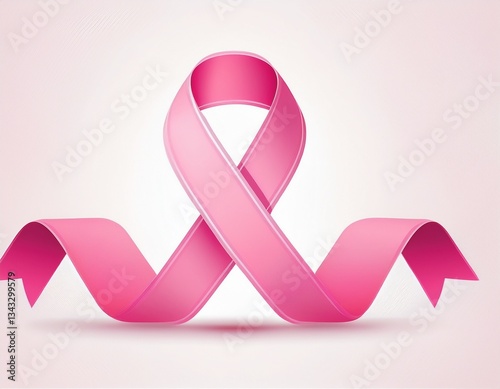 breast cancer awareness pink ribbon isolated on white background