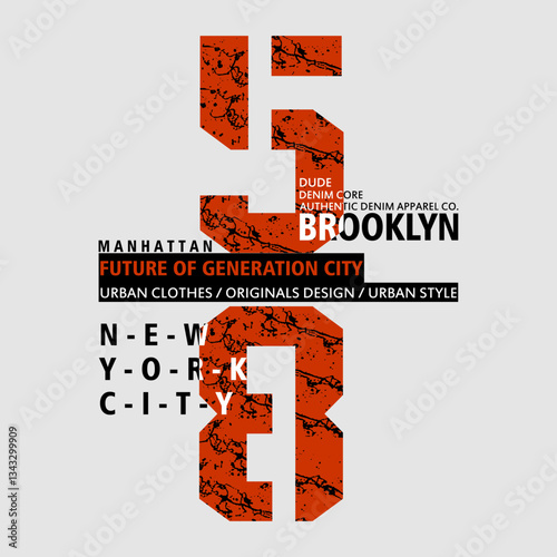 brooklyn 58 new york future of generation city streetwear theme, illustration vector stock