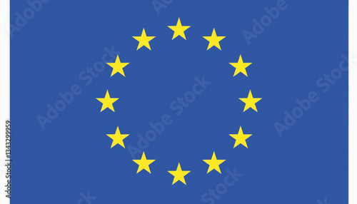 European Union flag with yellow stars on deep blue background, unity