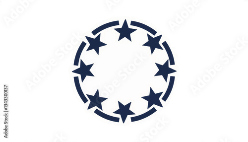 Circular star symbol illustration on white background, geometric design