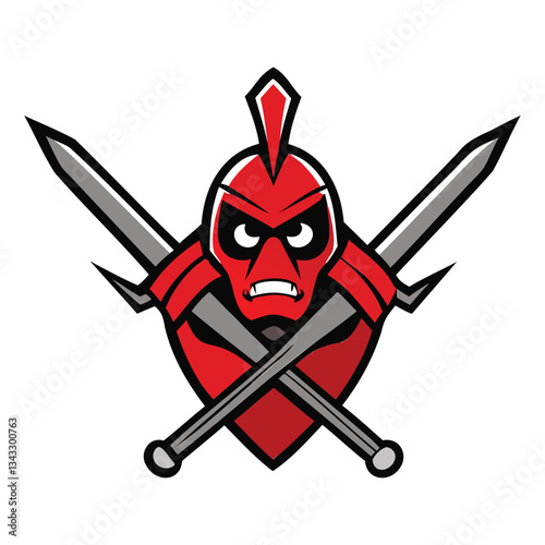 A bold swords mascot logo featuring crossed blades with intricate details, sharp edges, and a fierce stance. Ideal for sports teams, gaming, or martial arts branding.