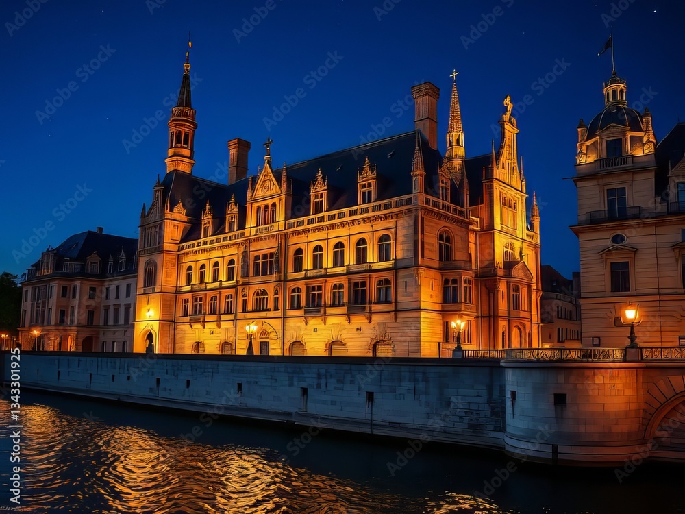 Fototapeta premium Paris Conciergerie Palace at Night - Vivid August 2020 Photography