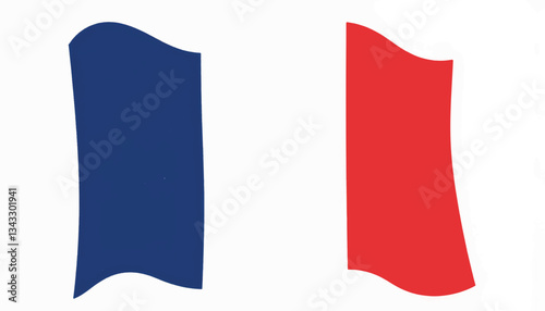 French flag illustration with bold colors on white background, national pride