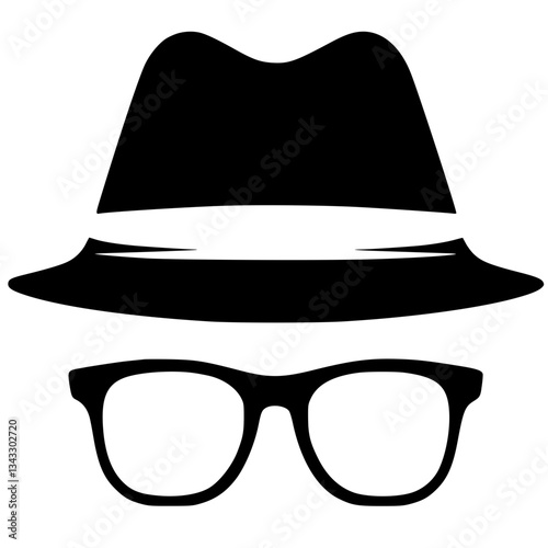 Silhouette of hat and glasses logo