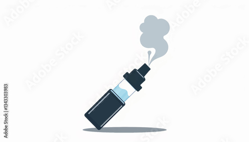 Broken vape device releasing smoke on white background, concept of malfunction
