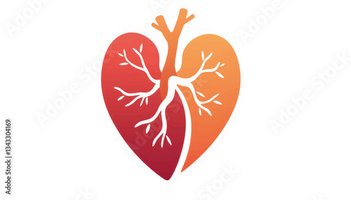 Organic heart and lungs illustration in earth tones, health concept
