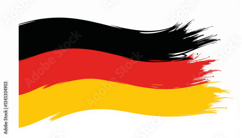 Stylized Germany flag in bold colors on pure white background, national pride
