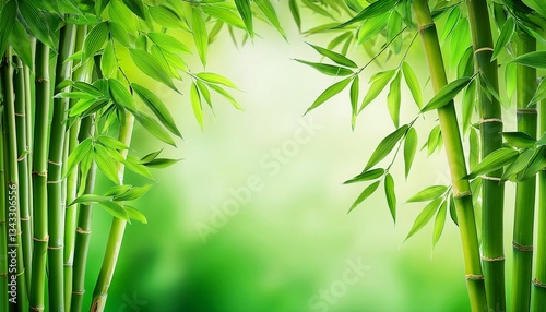 bamboo background with green leaves copy space
