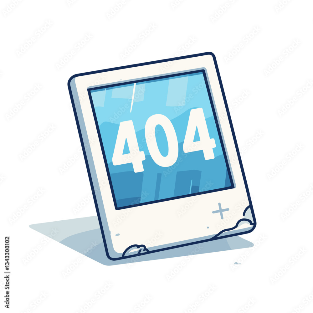 Tablet device with 404 message on cracked screen in blue tones. Perfect for tech websites indicating device malfunctions or app failures. Tablet device with 404 message on cracked screen in blue tones. Perfect for tech websites indicating device malfunctions or app failures.