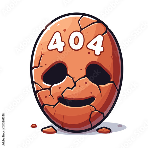 404 error on cracked clay mask. Archaeological website error page design for historical or cultural platforms showing ancient artifact concept.