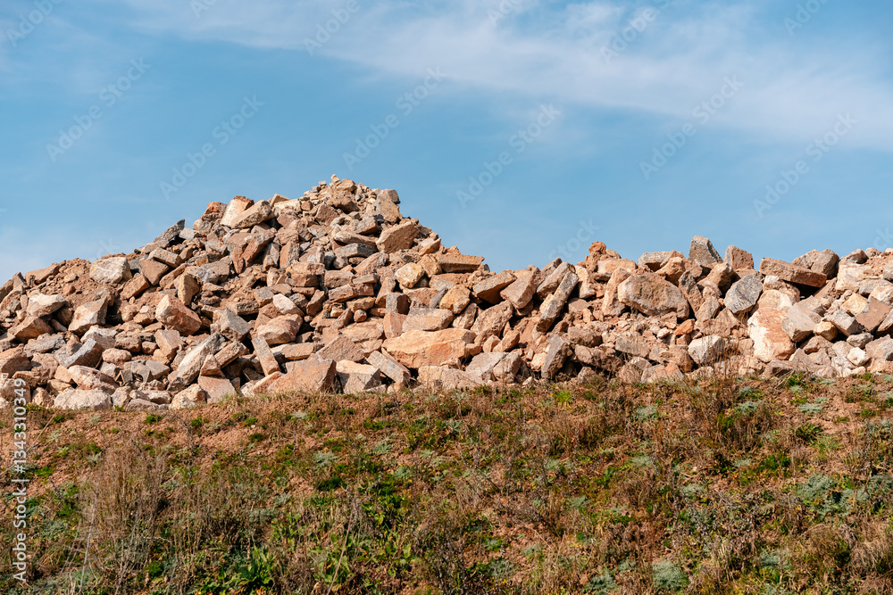 Fototapeta premium Pile of Rocks Under Clear Blue Sky in Nature