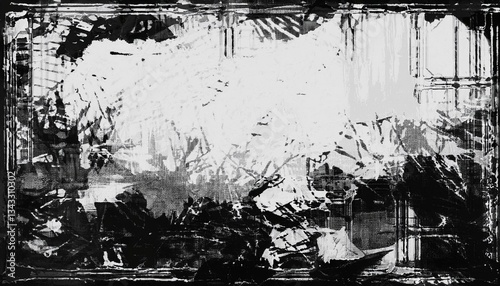 grunge photocopy print with overlay mud dust and toner print defect frame abstract bg with imperfect texture gritty letterpress pattern monochrome illustration