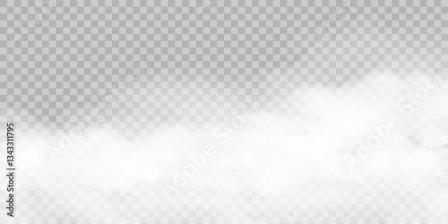 White realistic cloudy fog, smog transparent special effect