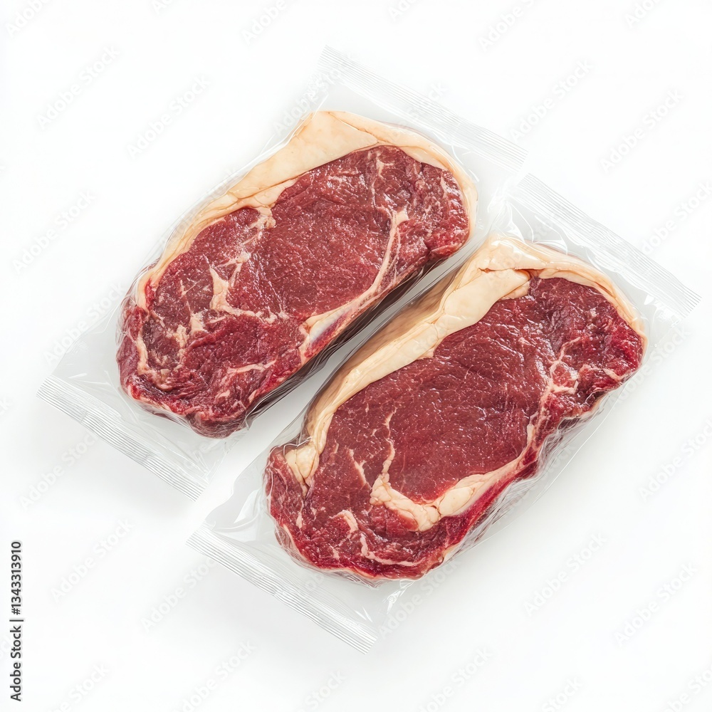 Freshly packed ribeye steaks ready for grilling or cooking at home for a delicious meal experience Freshly packed ribeye steaks ready for grilling or cooking at home for a delicious meal experience