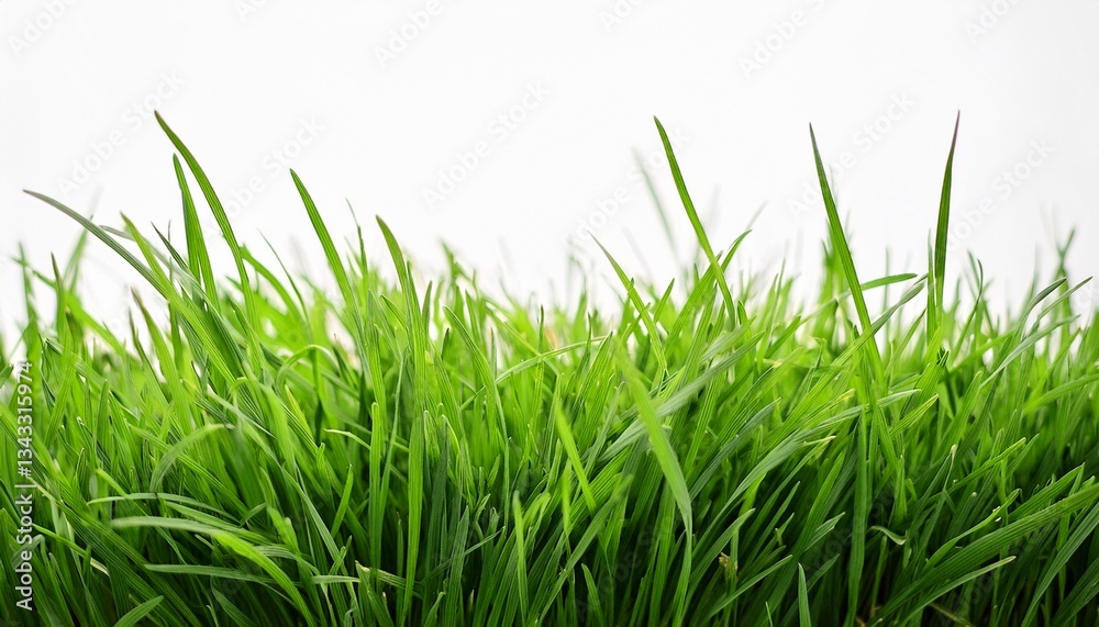 Fototapeta premium green grass on white background spring or summer plant lawn
