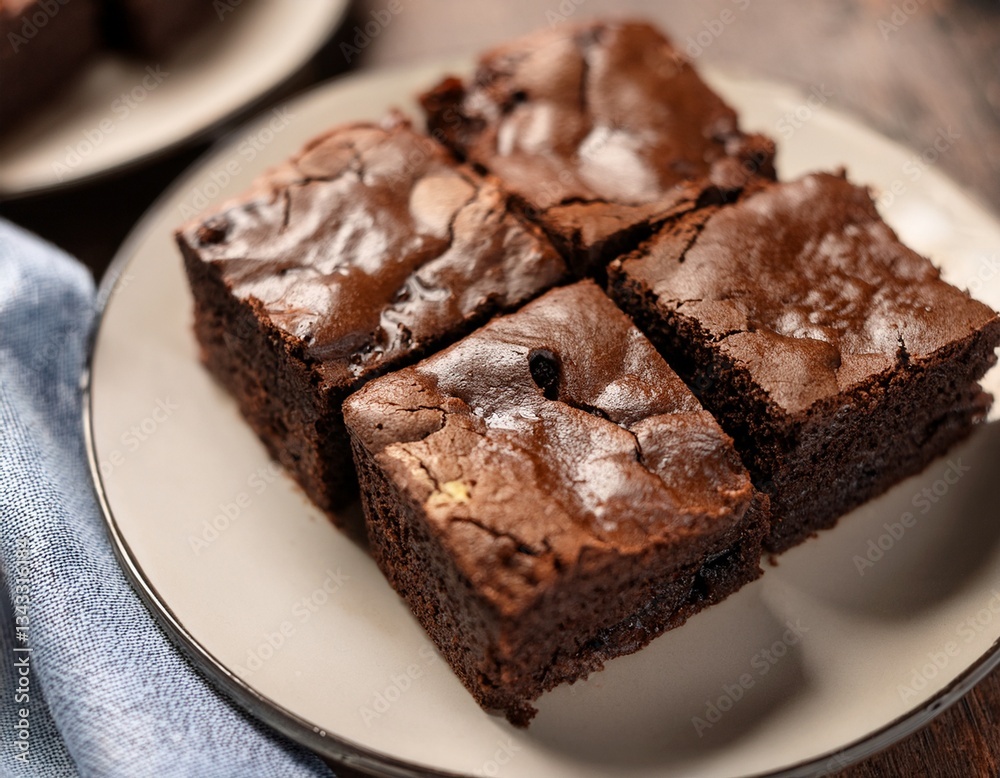 gooey homemade chocolate brownies with crackled surfaces gooey homemade chocolate brownies with crackled surfaces