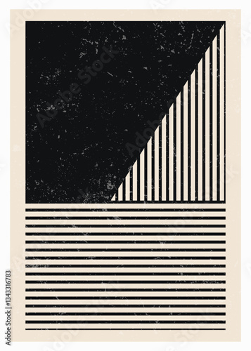 Abstract geometric line posters. Minimalist 20s geometric design, vector template with primitive shapes. Mid century art print for wall decor minimalist vintage style. Vector file ready to print