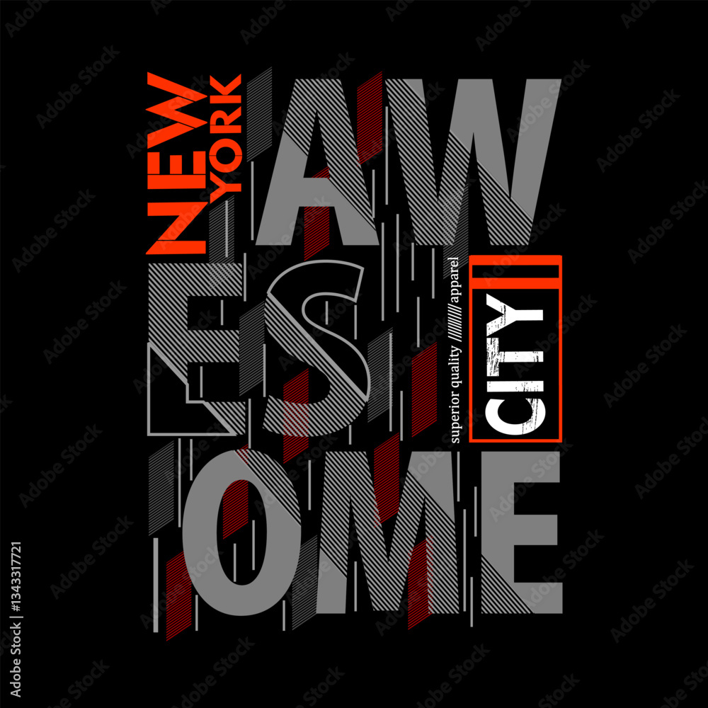 Fototapeta premium Awesome city new york red black poster design, illustration vector style, letters style