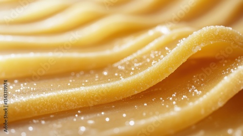 A smooth, golden paste of granular film wax, ready for application, promising a clean and effective depilation experience.