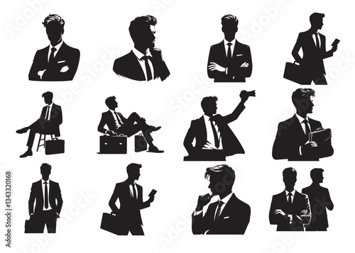 A men a business man Vector silhouette black color isolated on white background