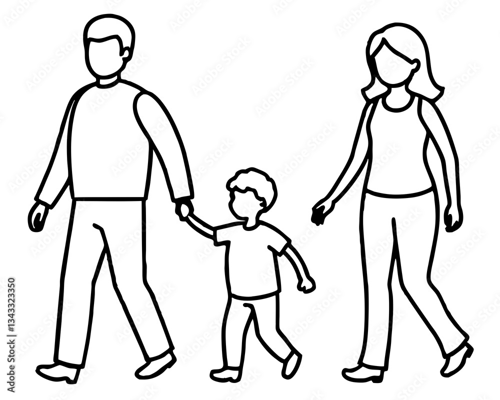 Mother and son,father and son, man and woman, coloring page for kids, family doodle Mother and son,father and son, man and woman, coloring page for kids, family doodle