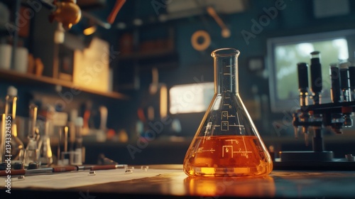Research And Innovation - Beaker With Formula In Laboratory