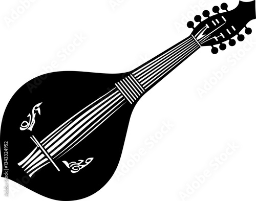 Black and White Mandolin Illustration photo