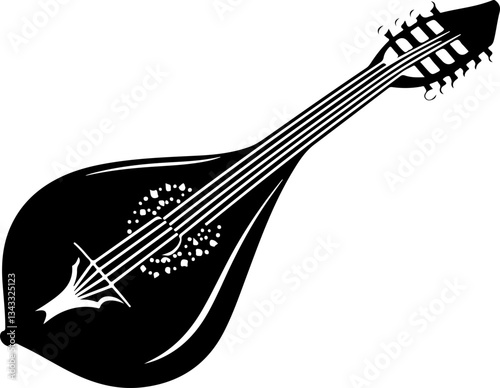 Black and White Mandolin Illustration