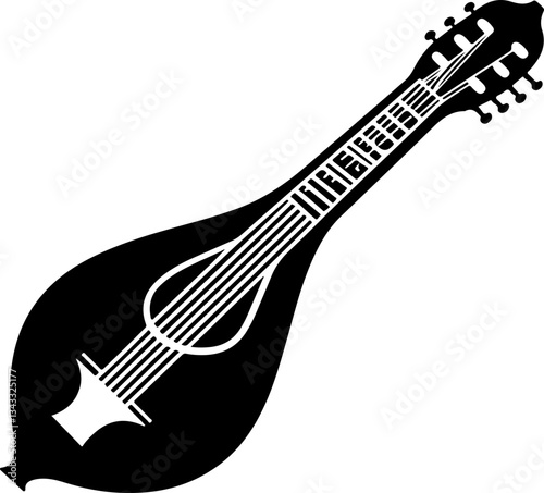 Black and White Mandolin Illustration