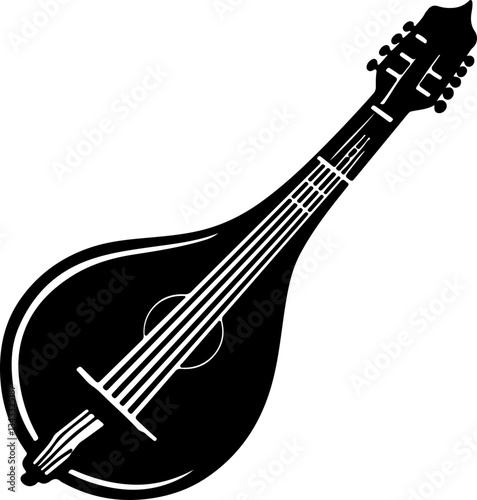 Black and White Mandolin Illustration
